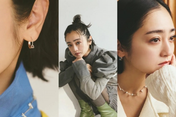 コラボレーションアイテムを身につけた3人の女性